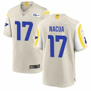 Gorgeous Los Angeles Rams 17 Puka Nacua Bone Stitched Game Jersey