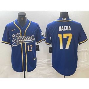 Superior Los Angeles Rams 17 Puka Nacua Royal Cool Base Stitched Baseball Jersey 1