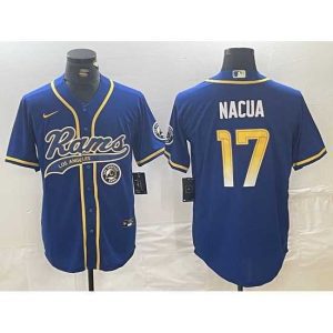 Gorgeous Los Angeles Rams 17 Puka Nacua Royal Cool Base Stitched Baseball Jersey 3