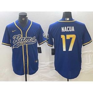 Premium Los Angeles Rams 17 Puka Nacua Royal Cool Base Stitched Baseball Jersey