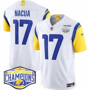Exceptional Los Angeles Rams 17 Puka Nacua White 2024 NFC West Champions F.U.S.E  Vapor Untouchable Stitched Football Jersey