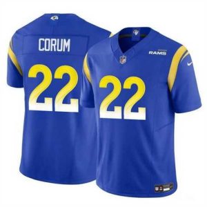 Finest Los Angeles Rams 22 Blake Corum Blue 2024 Draft F.U.S.E Vapor Untouchable Stitched Football Jersey