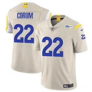 Premium Los Angeles Rams 22 Blake Corum Bone 2024 Draft Vapor Untouchable Stitched Football Jersey