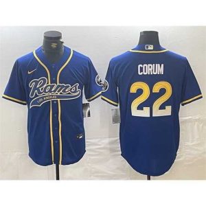 Gorgeous Los Angeles Rams 22 Blake Corum Royal Cool Base Stitched Baseball Jersey