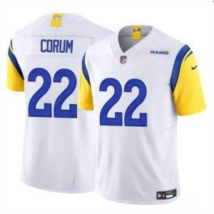 Finest Los Angeles Rams 22 Blake Corum White 2024 Draft F.U.S.E Vapor Untouchable Stitched Football Jersey
