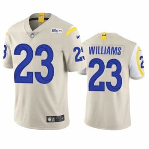 Premium Los Angeles Rams 23 Kyren Williams Bone Vapor Limited Stitched Football Jersey
