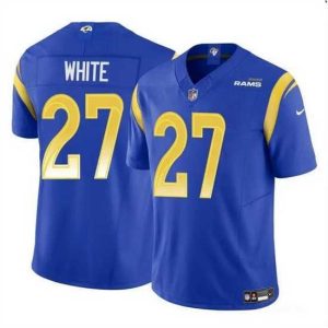 Exquisite Los Angeles Rams 27 Tre'Davious White Blue 2024 F.U.S.E  Vapor Untouchable Stitched Football Jersey