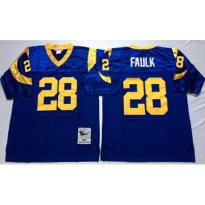 Superb Los Angeles Rams 28 Marshall Faulk Blue M&N Throwback Jersey
