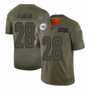 Outstanding Los Angeles Rams 28 Marshall Faulk Limited Camo 2019 Salute to Service Football Jersey