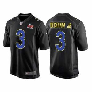 Exquisite Los Angeles Rams 3 Odell Beckham Jr  2022 Black Super Bowl LVI Game Stitched Jersey