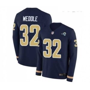 Marvelous Los Angeles Rams 32 Eric Weddle Limited Navy Blue Therma Long Sleeve Football Jersey