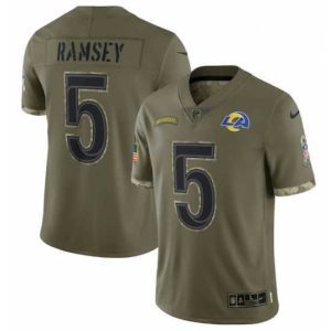 Gorgeous Los Angeles Rams 5 Jalen Los Angeles Ramsey Olive 2022 Salute To Service Limited Stitched Jersey