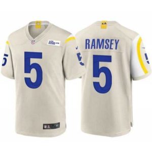 Exceptional Los Angeles Rams #5 Jalen Ramsey Bone Stitched Football Limited Jersey