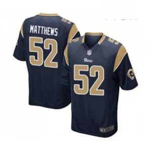 Premium Los Angeles Rams 52 Clay Matthews Game Navy Blue Team Color Football Jersey