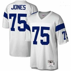 Exquisite Los Angeles Rams #75 Deacon Jones Mitchell & Ness White Legacy Replica Jersey