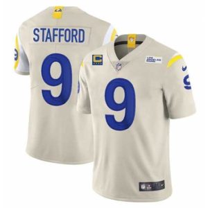 Outstanding Los Angeles Rams 9 Matthew Stafford 2022 Bone With 4 Star C Patch Vapor Untouchable Limited Stitched Jersey