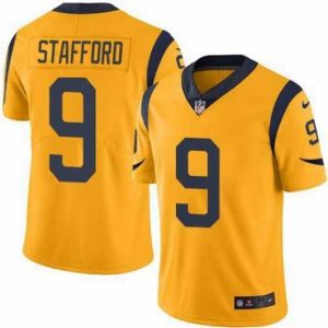 Superb Los Angeles Rams 9 Matthew Stafford Gold Stitched NFL Limited Rush Jersey
