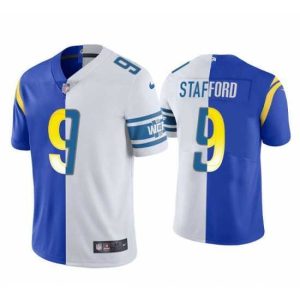 Gorgeous Los Angeles Rams 9 Matthew Stafford Royal White Split Stitched Football Jerse