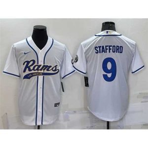 Premium Los Angeles Rams 9 Matthew Stafford White With Patch Cool Base Stitched Baseb