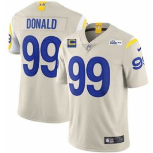 Exceptional Los Angeles Rams 99 Aaron Donald 2022 Bone With 4 Star C Patch Vapor Untouchable Limited Stitched Jersey