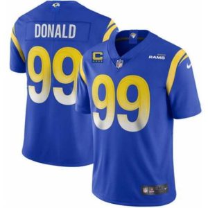 High quality Los Angeles Rams 99 Aaron Donald 2022 Royal With 4 Star C Patch Vapor Untouchable Limited Stitched Jersey