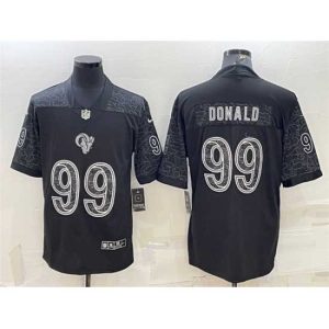 Premium Los Angeles Rams 99 Aaron Donald Black Reflective Limited Stitched Football Jersey