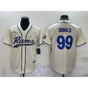 Exquisite Los Angeles Rams 99 Aaron Donald Bone Cool Base Stitched Baseball Jersey