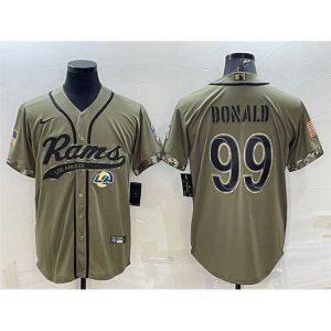 High quality Los Angeles Rams 99 Aaron Donald Olive 2022 Salute To Service Cool Base Stitched Baseball Jersey