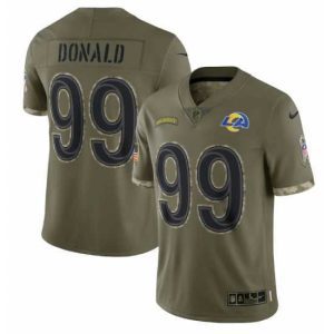 Marvelous Los Angeles Rams 99 Aaron Donald Olive 2022 Salute To Service Limited Stitched Jersey