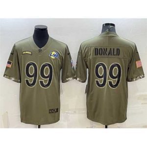 Superb Los Angeles Rams 99 Aaron Donald Olive 2022 Salute To Service Limited Stitched Jersey