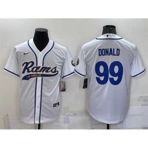 Superior Los Angeles Rams 99 Aaron Donald White With Patch Cool Base Stitched Baseball Jersey