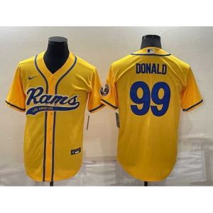 High quality Los Angeles Rams 99 Aaron Donald Yellow Cool Base Stitched Baseball Jersey