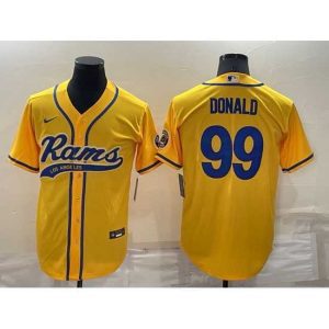 Superior Los Angeles Rams 99 Aaron Donald Yellow Cool Base Stitched Baseball Jersey
