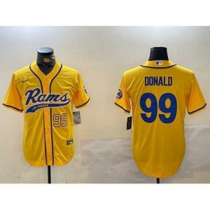 Exquisite Los Angeles Rams 99 Aaron Donald yellow Cool Base Stitched Baseball Jersey 2