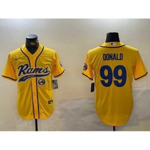 Marvelous Los Angeles Rams 99 Aaron Donald yellow Cool Base Stitched Baseball Jersey 3