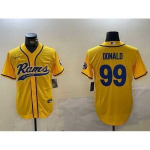 Exquisite Los Angeles Rams 99 Aaron Donald yellow Cool Base Stitched Baseball Jersey