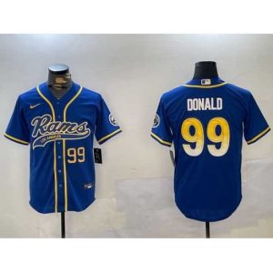 Exquisite Los Angeles Rams 99 Royal Cool Base Stitched Baseball Jersey 1