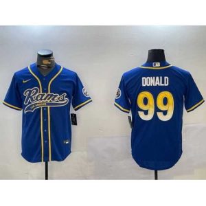 Exceptional Los Angeles Rams 99 Royal Cool Base Stitched Baseball Jersey