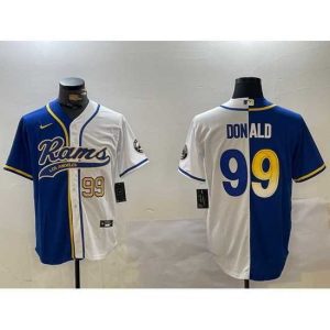 Premium Los Angeles Rams 99 White Cool Base Stitched Baseball Jersey 2