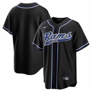 Exquisite Los Angeles Rams Blank Black Cool Base Stitched Baseball Jersey