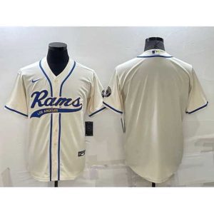 Exceptional Los Angeles Rams Blank Bone Cool Base Stitched Baseball Jersey