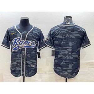 Exquisite Los Angeles Rams Blank Grey Navy With Patch Cool Base Stitched Baseball JerseyS