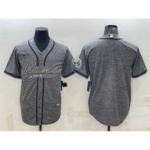 Superior Los Angeles Rams Blank Grey With Patch Cool Base Stitched Baseball Jersey