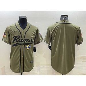 Exceptional Los Angeles Rams Blank Olive Salute To Service Cool Base Stitched Baseball Jersey