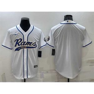 Gorgeous Los Angeles Rams Blank White With Patch Cool Base Stitched Baseball Jersey