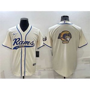 Exceptional Los Angeles Rams Bone Team Big Logo With Patch Cool Base Stitched Baseball Jersey