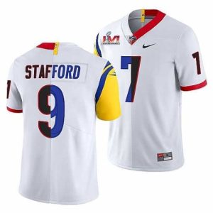 Superior Los Angeles Rams X Georgia Bulldogs 9 Matthew Stafford White Split Super Bowl LVI Stitched Jerse