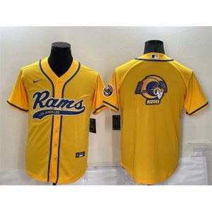 Superb Los Angeles Rams Yellow Team Big Logo With Patch Cool Base Stitched Baseb