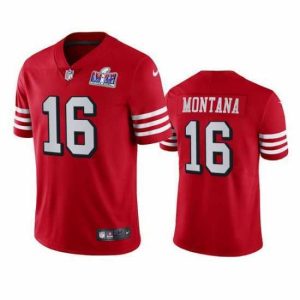 Finest NFL San Francisco 49ers 16 Joe Montana Red Throwback Vapor Untouchable Limited Stitched 2024 Super Bowl LVIII Jersey