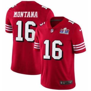 Outstanding NFL San Francisco 49ers 16 Joe Montana Red Vapor Untouchable Limited Stitched 2024 Super Bowl LVIII Jersey